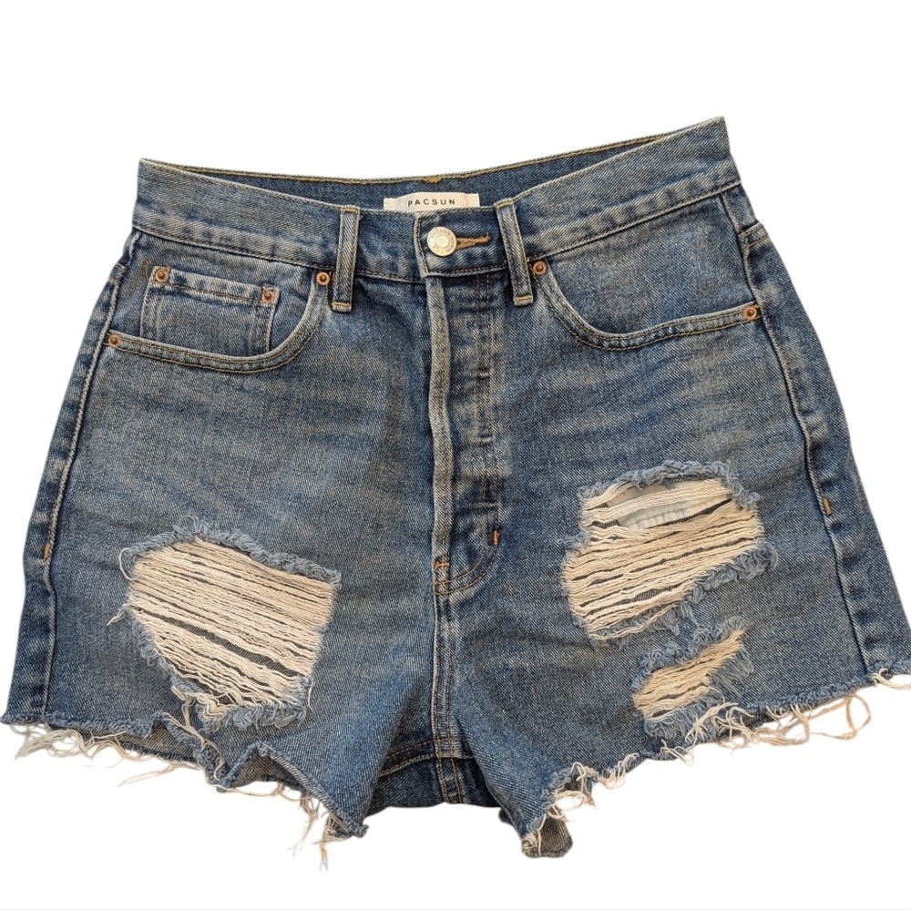 PACSUN Ultra High Rise Vintage Jean Short Distressed Size 26